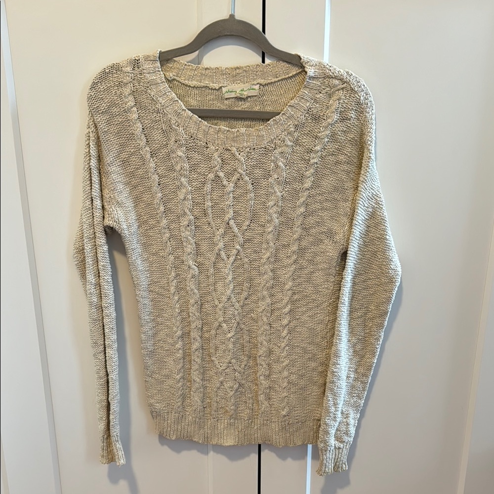 100% Cotton Beige cable knit sweater